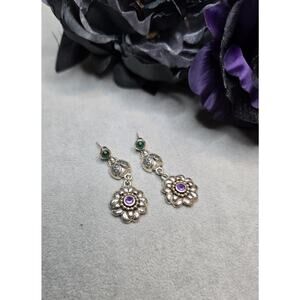 Earrings Barry Kieselstein Cord ladybug amethyst flower in 14k & sterling silver